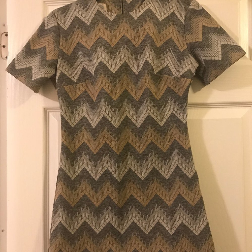 Vintage Gray and Tan Mini Dress